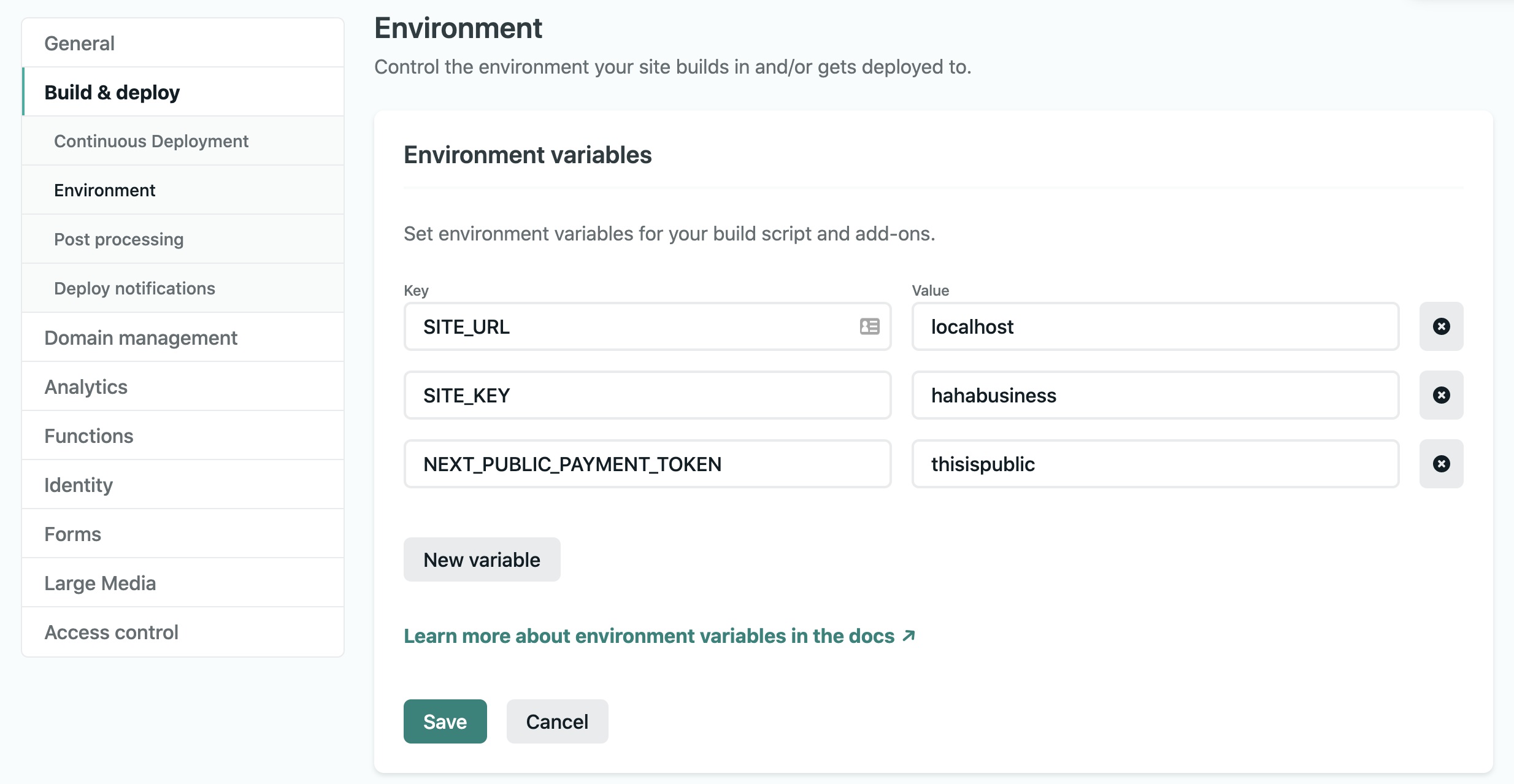 Environment Variables in the UI