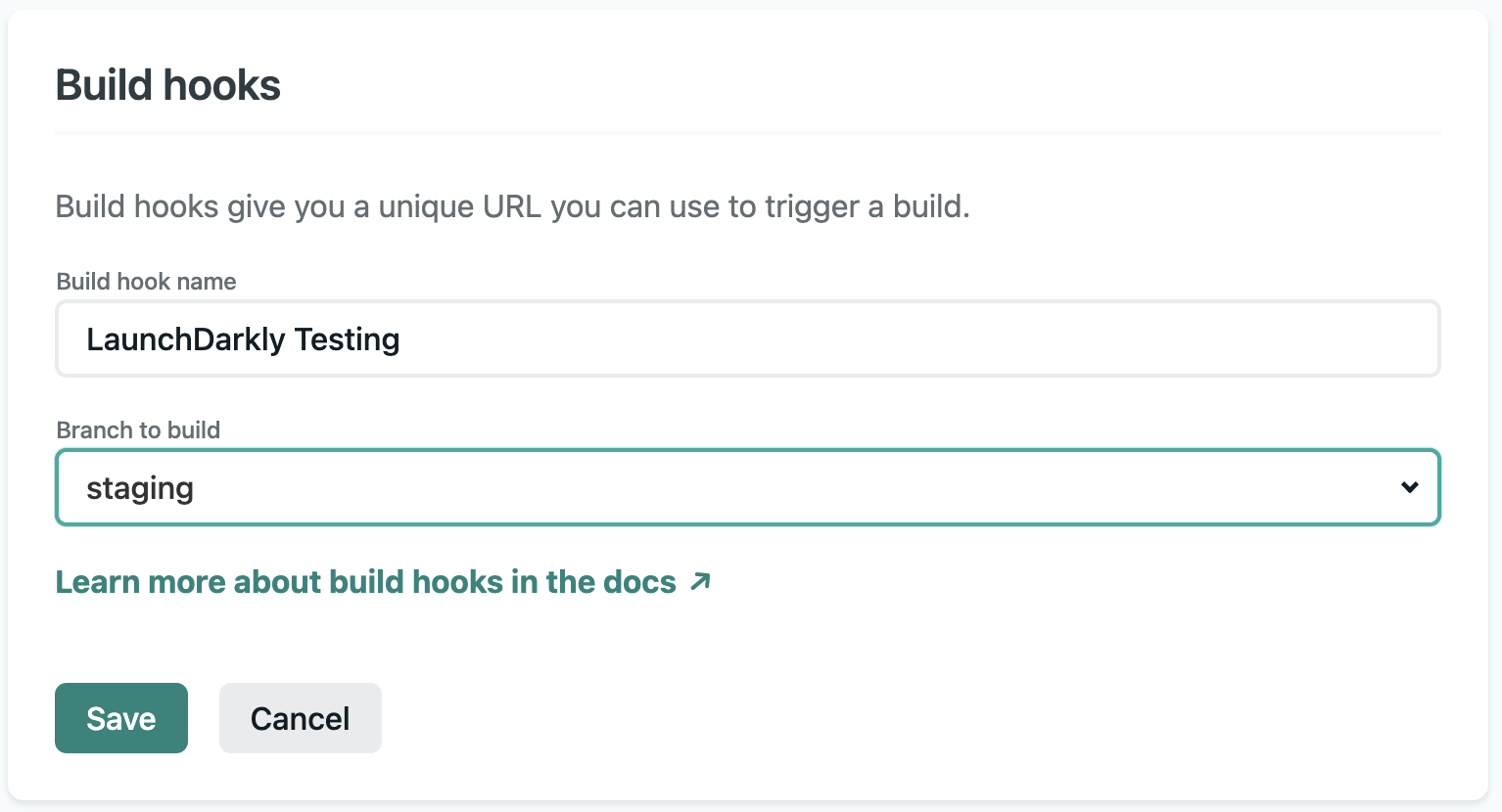 Adding build hooks in Netlify