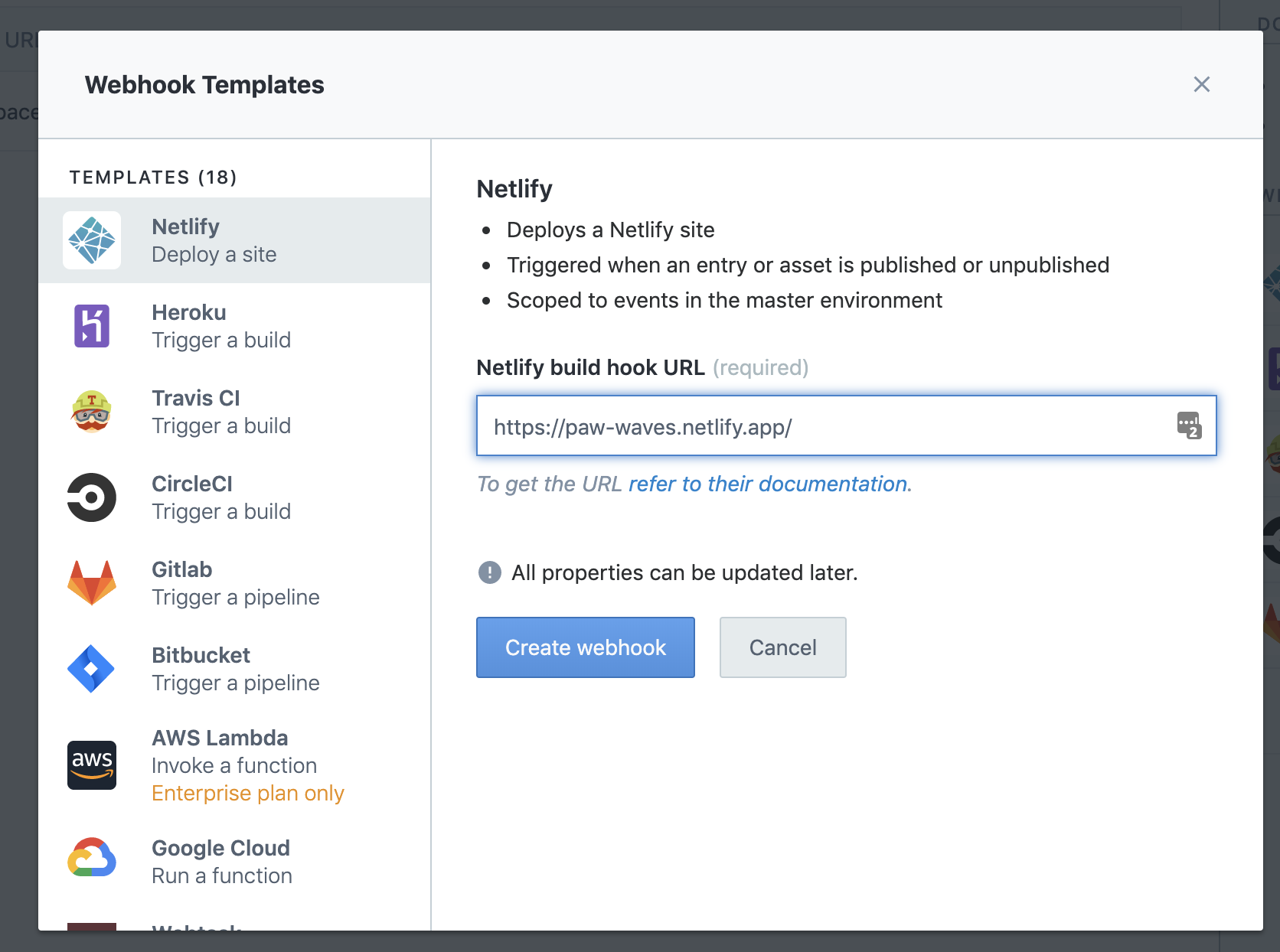 Contentful Webhook Dashboard