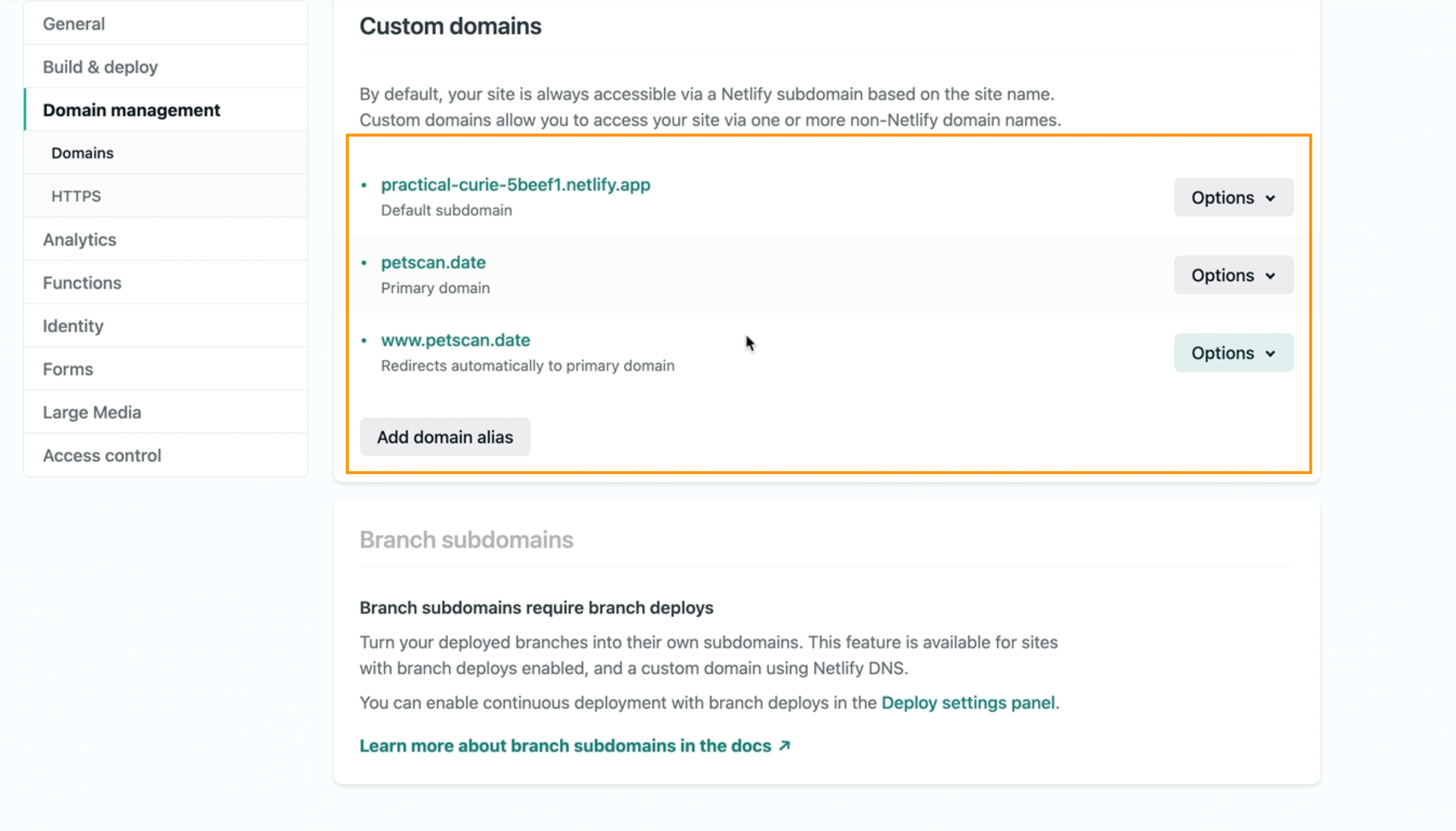 Subdomain connected