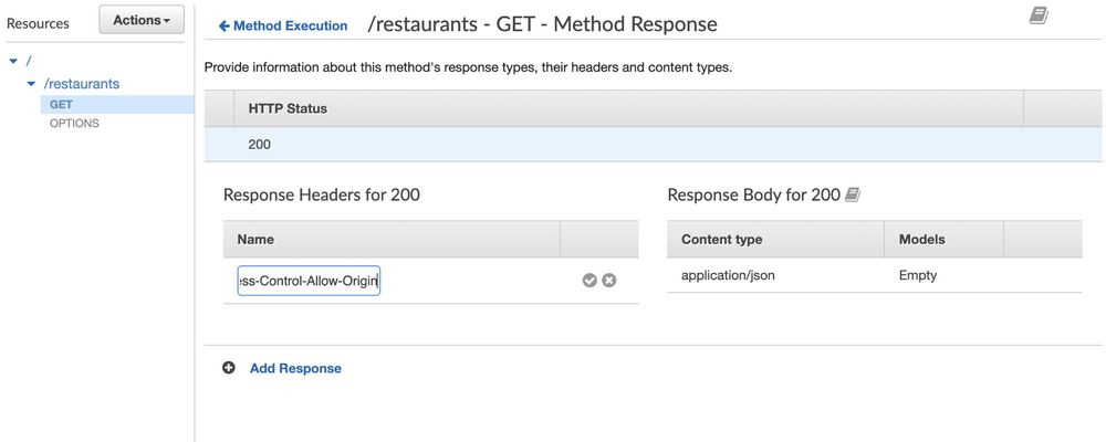 API Gateway - Response Headers