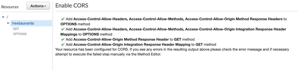 API Gateway - Cors